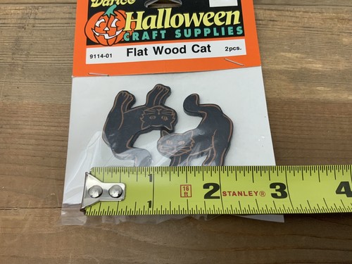 Vintage Darice Black Cat Halloween Flat Wood Cut Out Craft Supplies 9114-01 NOS - Picture 5 of 12