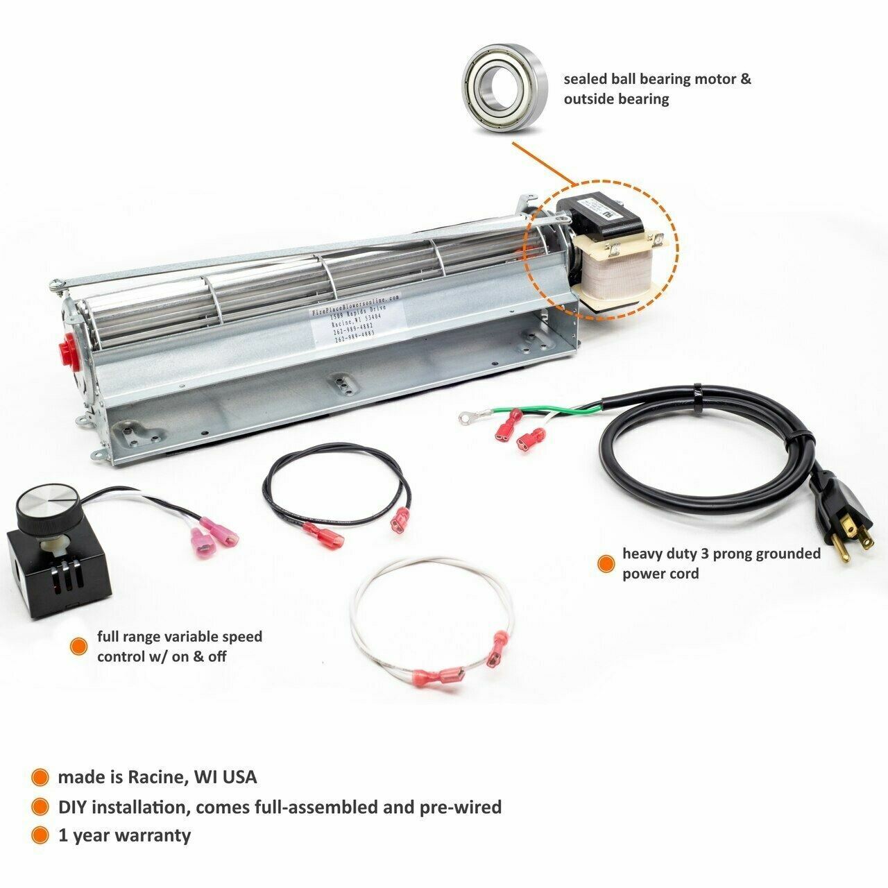 GA3700A Fireplace Blower Kit for Desa, FMI & Vanguard Fireplaces