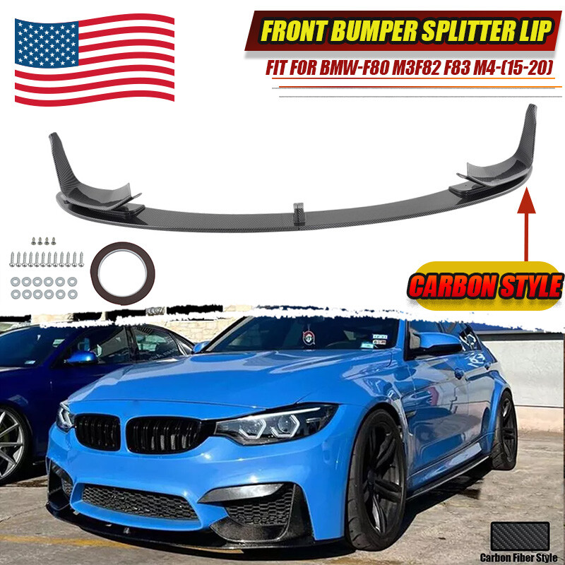 Fits BMW M3 F80 M4 F82 F83 2015-2019 Carbon Style Front Bumper Lip