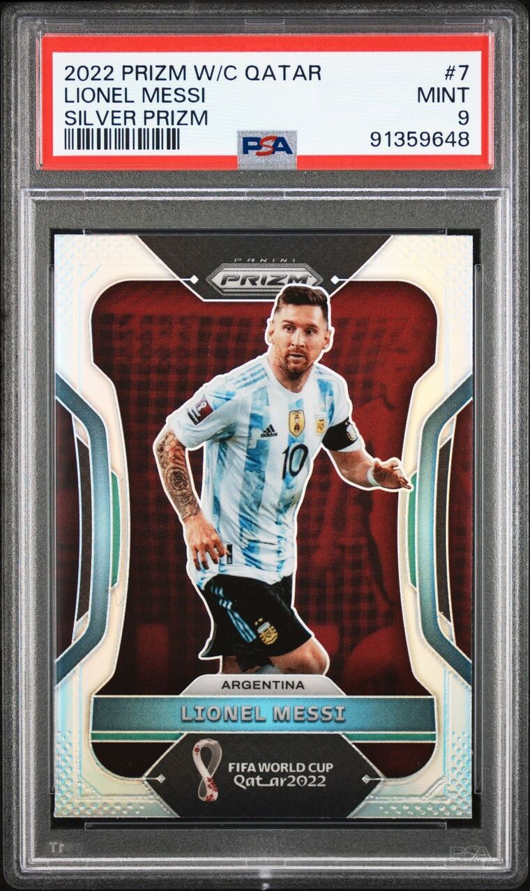 Lionel Messi 2022 Panini Prizm World Cup Qatar Silver Prizm #7 PSA 9 Argentina