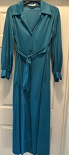 Vanity Fair Long Button Down Robe Nightgown Size 10 Teal 2 Pockets