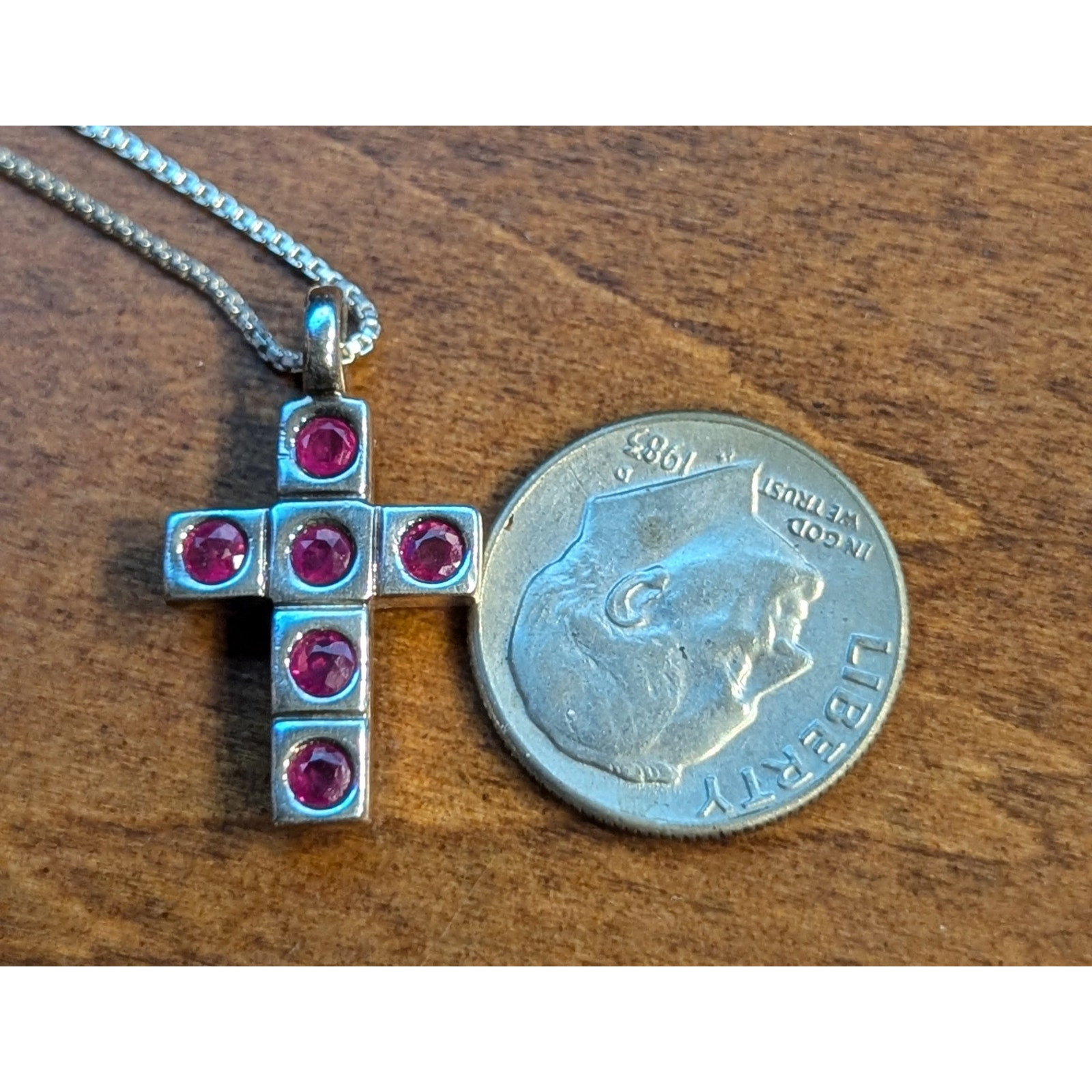 ELLE Signed Tested Ruby Cross Sterling Silver Pen… - image 5