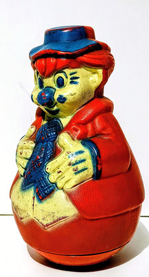 Knickerbocker - Roly Poly Clown - 7.5'' Toy Plastic Rattle - Vintage 1960