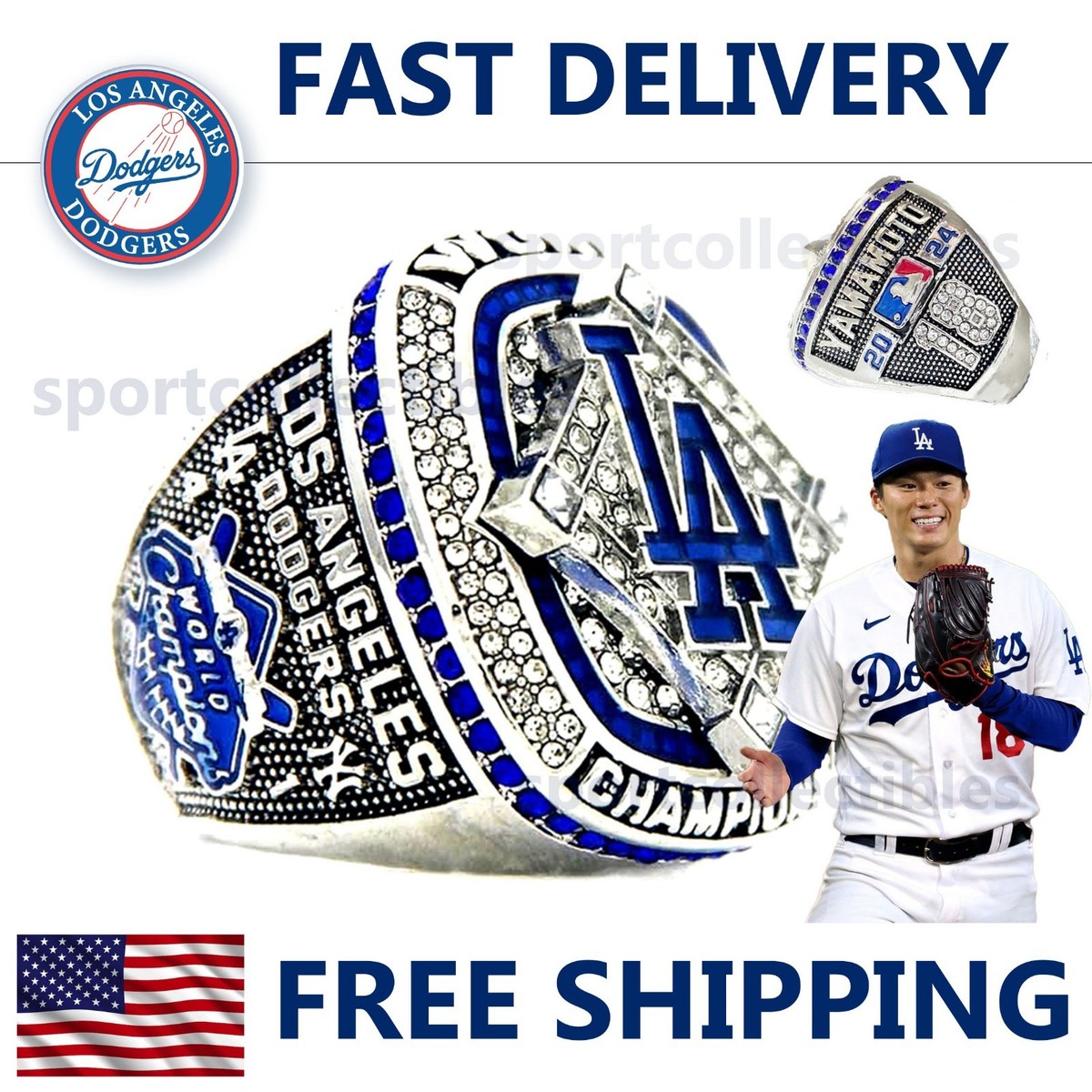 2024 LA Dodgers World Series Ring - YAMAMOTO #18 - Fan Gift - MLB