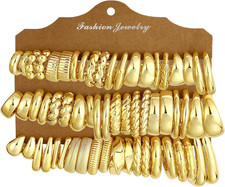 30 Pairs Chunky Gold Hoop Earrings for Women: 14K Gold Plated Lightweight Hypoal