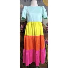 NWT  New $440 Alice + Olivia Linny Colorblocked Colorblock Long Midi Dress 8