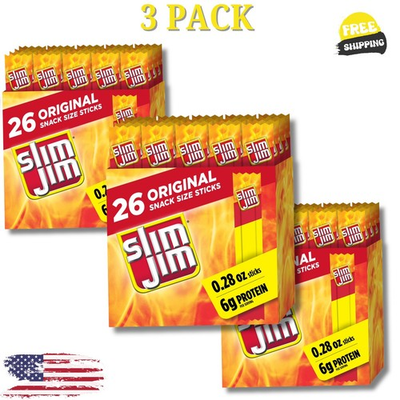 #ad Slim Jim Snack Sized Smoked Meat Stick Original Flavor 0.28 Oz 46 CT 3 pack $16.95