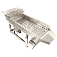 110V 7mm Round Hole Linear Vibrating Screen Stainless Steel Adjustable Bottom