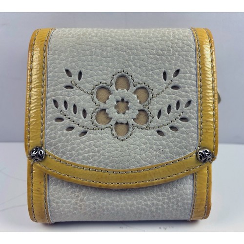 Brighton Leather Wallet Folding ID Window Floral Lined 15 Card Slots Preowned - Picture 2 of 23