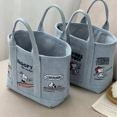 Cartoon Snoopy Embroidered Canvas Bag: Large Capacity, Portable, Handheld*
