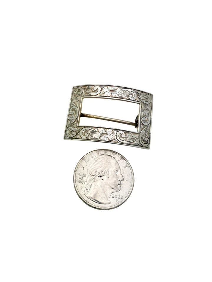 Tiffany & Co. Sterling Silver Rectangular Floral Scroll Pattern Brooch Or Pin - Image 3 of 4