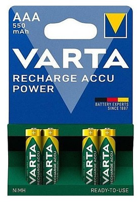 4er Varta Recharge Accu Power AAA 550mAh  Micro HR03 1,2V NiMH 56743