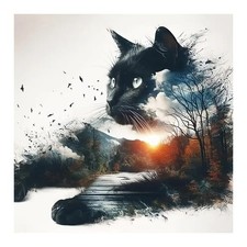 Domnpes Cat Landscape Diamond Art Kits for 11.8X11.8 Inch, Multicolored