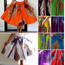 Women's Dashiki Short Skirt Cotton One Size Fit All African Dashiki Skirt Boho