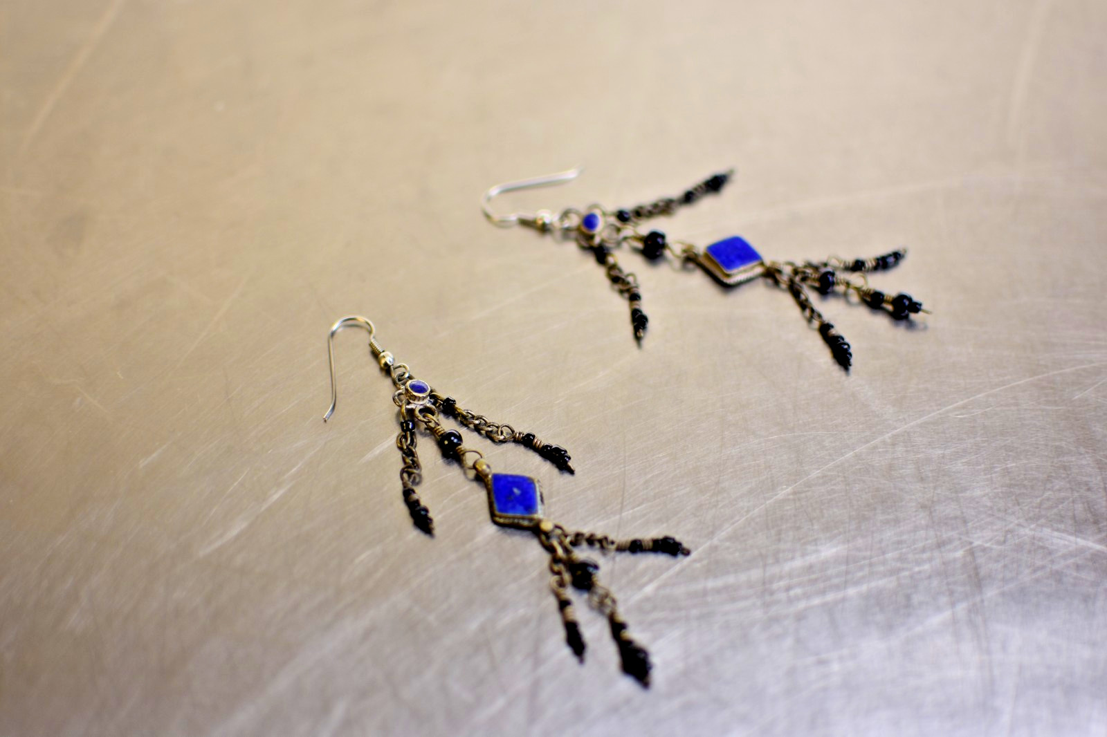 Lapis Dangle Earrings - image 1