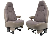 Gmc Savana Chevy Express Van Front Bucket Seats Neutral Tan Cloth 1997 - 2014