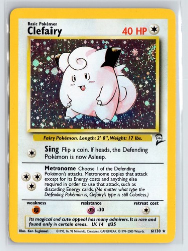 Pokemon Base Set 2 #006/130 Clefairy Holo Rare,Holo LP/MP
