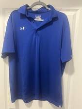 Under Armour Heat Gear Loose Fit Short Sleeve Polo Shirt Men's XL Royal Blue