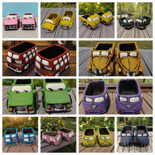 Set of 2 Vintage Vehicle Plant Pots Decorative Garden Planters