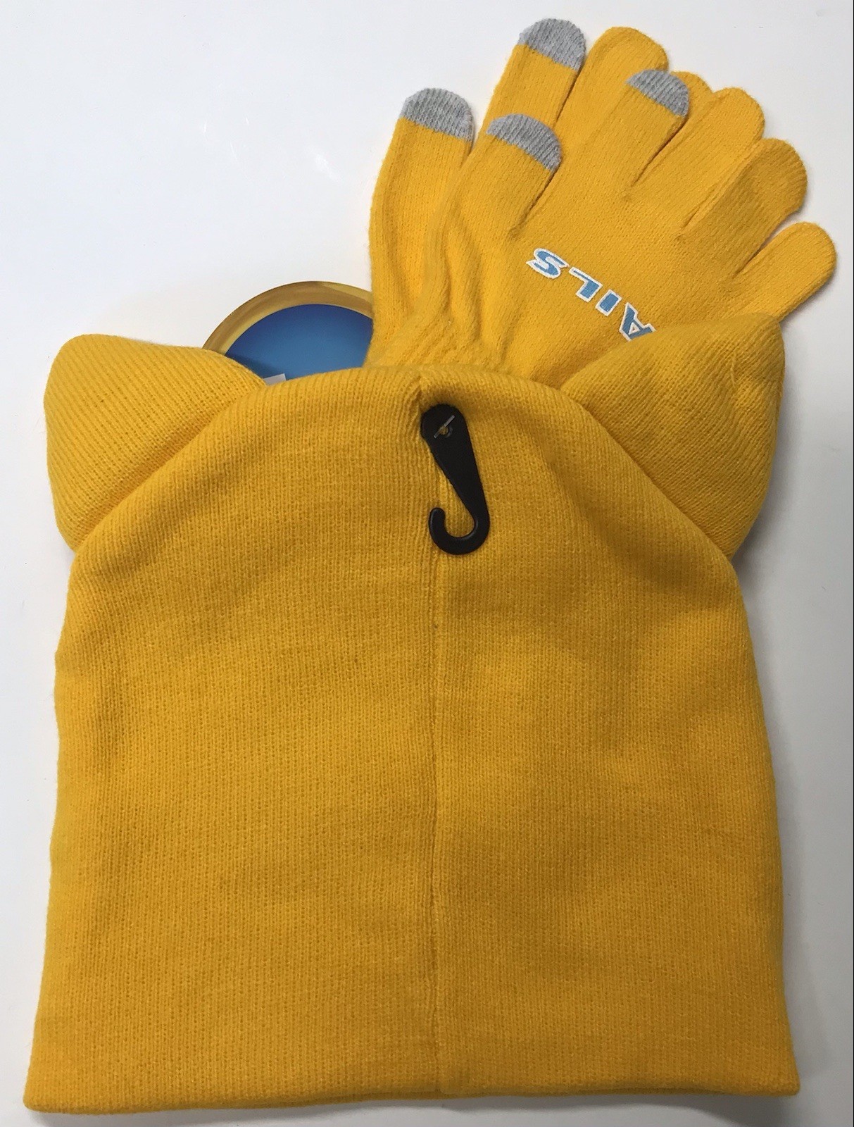 Beanie Cap - Sonic the Hedghog Face Tails YELLOW w/Glove Mitten Hat Set NEW