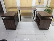 Modern Executive Desk Set Height Adjustable with Two Storage Cabinets Heavy Duty