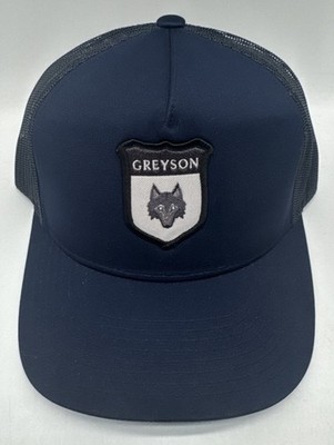 Greyson Clothiers Hat Cap Snap Back Navy Logo Wolf Shield Golf Mesh Trucker