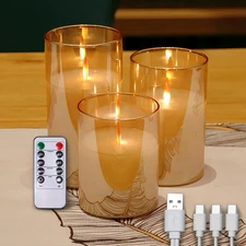 200 Hours Rechargeable Flickering Flameless Candles, Rechargeable Battery LED Gl