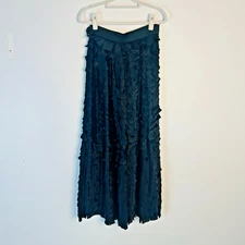 M.A. Dainty Long Tiered Ruffle Maxi Skirt Black Size 10
