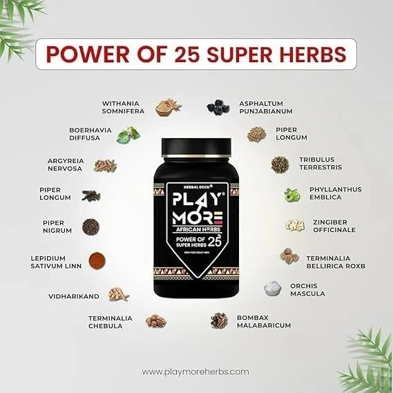 Herbal Deck Play More Powder for Men | African Herbs Stamina & Vitality Boost