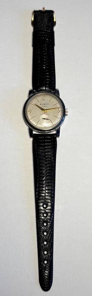 Vintage Rare Elgin Rebuilt Sub Second  Cal. 554 Textured Dial Watch USA Repair - Image 2 of 4