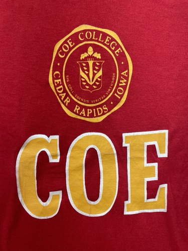 Vintage Champion 1980s COE College Cedar Rapids Red Medium USA T Shirt SS - Picture 2 of 6