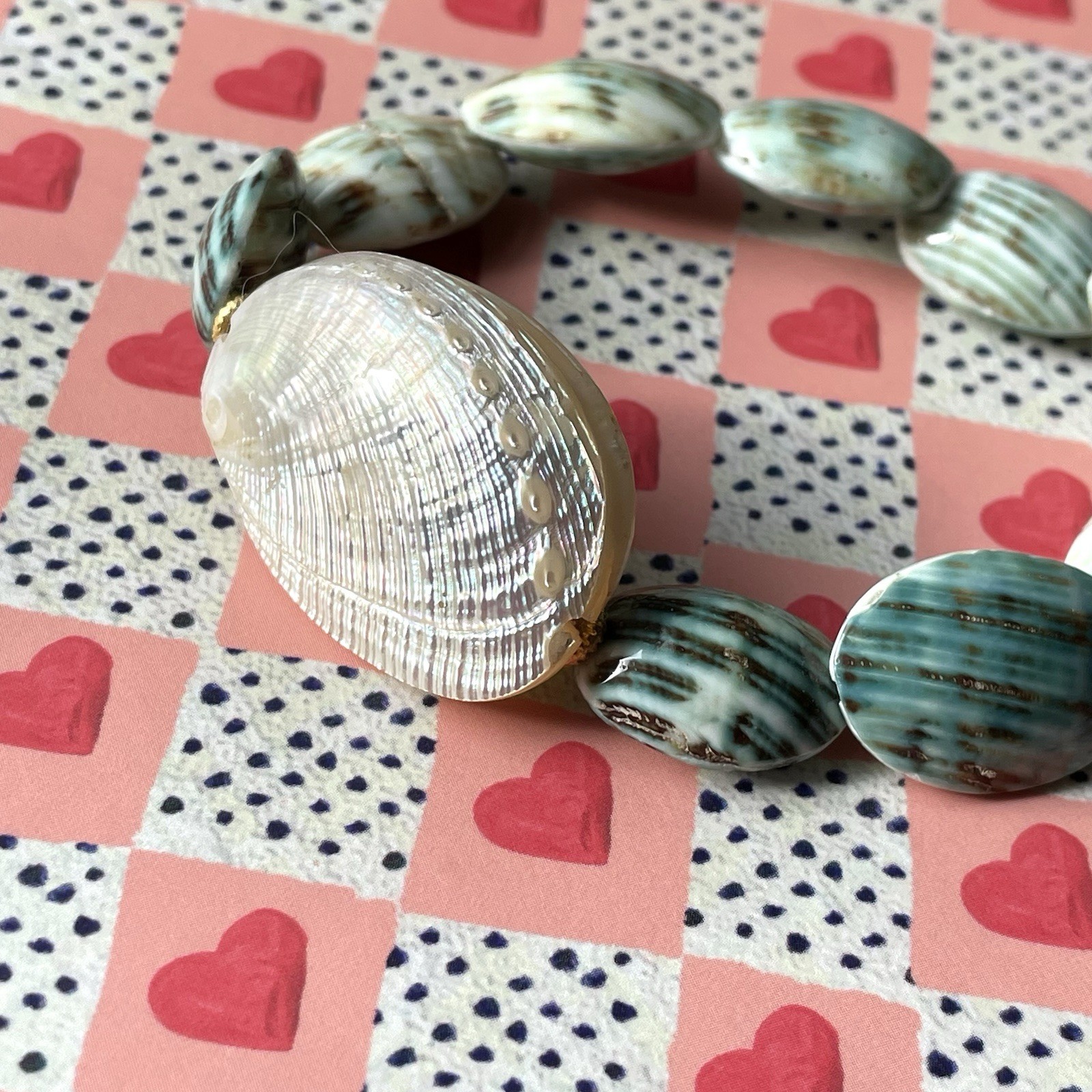 Turbo shell & silver abalone (?) shell stretch br… - image 3