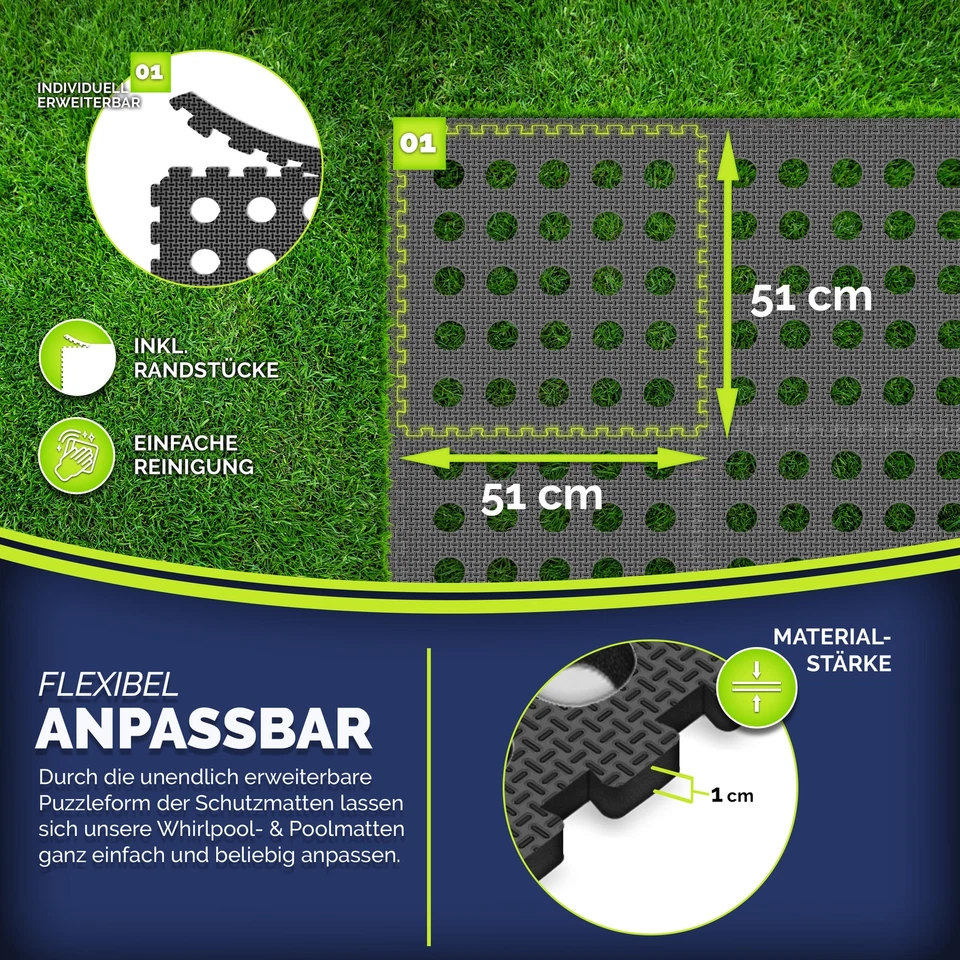 tillvex® Pool Bodenschutzmatten Unterlage Poolmatte Bodenmatte Fliesen Matte Set - Bild 2 von 4