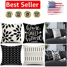 Neutral Boho 18x18 Linen Throw Pillow Covers - Set of 4 for Any Room