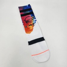 Stance Dream Burger Crew Socks Mens M Watercolor Art Cushion Stretch Unisex