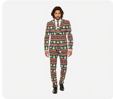 OppoSuits Slim-Fit Festive Green 3pc Suit  Tie Set Size 40 - NWT