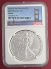 2011 S Silver Eagle NGC MS 69 Struck at San Francisco Mint Golden Gate Bridge