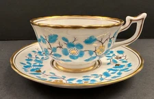 Royal Chelsea Vintage Tea cup and Saucer Bone China Blue Flowers Gold Trim