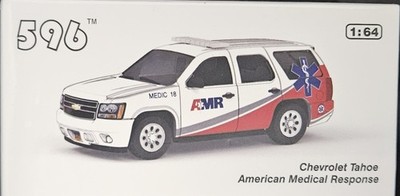 596 1/64 Chevrolet Tahoe AMR Ambulance Emergency Model Car Diecast White