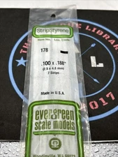 Evergreen Scale. Polystyrene Strips. 14" 178 .100 X .188 (7)