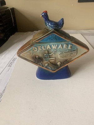Vintage 1972 Jim Beam Delaware Blue Hen State Whiskey Decanter