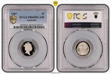 1987 5 Cent Coin - PCGS PR69DCAM Proof - Queen Elizabeth II