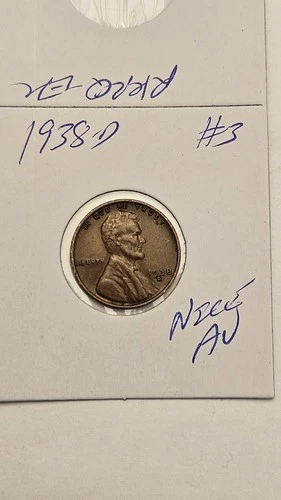 wheat penny 1938D NICE AU 1938-D LINCOLN CENT LOT #3 AU BROWN LUSTER