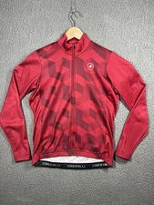 Castelli Women's Cycling Thermal Fleece Lined Jersey Size L Red Cubi Full Zip