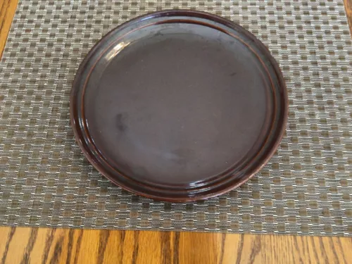 Vintage Monmouth Maple Leaf Western Stoneware  Brown 10⅜" Dinner Plate Speckled