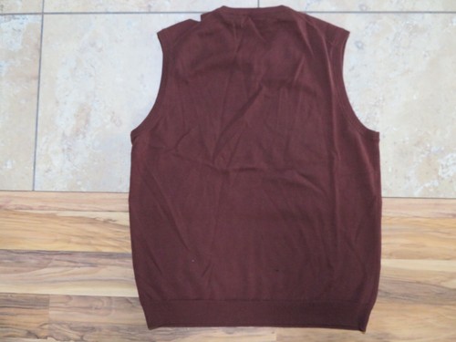 Sweater Vest Golf Argyle Style Front Burgundy Beige Brown V-Neck Axist Sz L - Picture 2 of 4