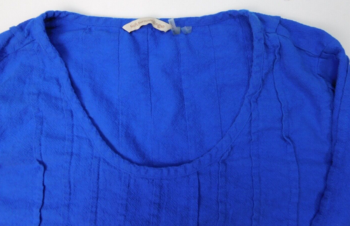 Top túnica campesina Soft Surroundings para mujer L azul pintuck manga 3/4 24014 - Imagen 2 de 7