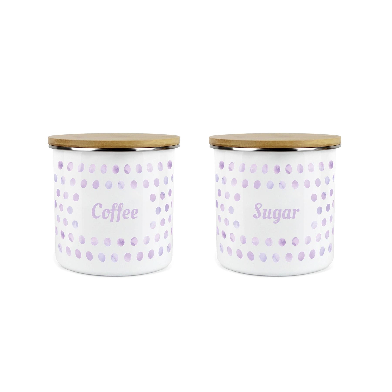 Polka Dots Coffee & Sugar Canisters Set - Lilac Spotty Medium Storage Jars