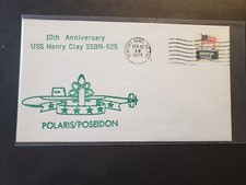 Submarino USS Henry Clay SSBN-625 Cubierta Naval 1974 Aniversario Cachet