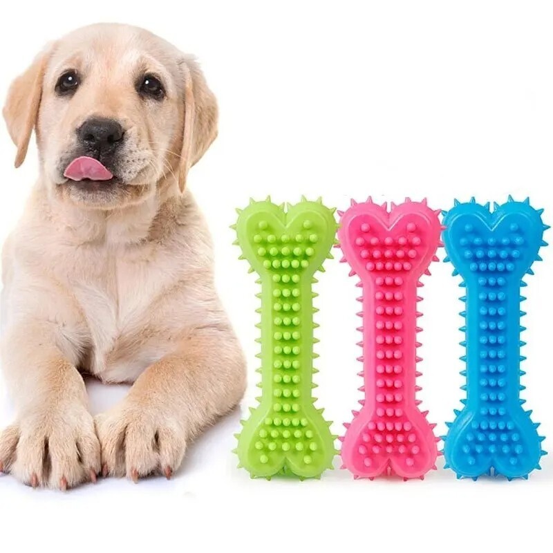 S L960 Dogs Training Pet Supplies Chew Toy Soft Rubber Bone Shape Teeth Health Grinding
